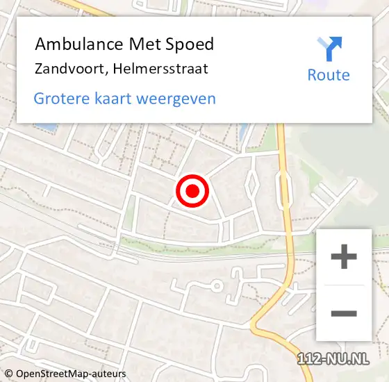 Locatie op kaart van de 112 melding: Ambulance Met Spoed Naar Zandvoort, Helmersstraat op 20 februari 2022 21:25