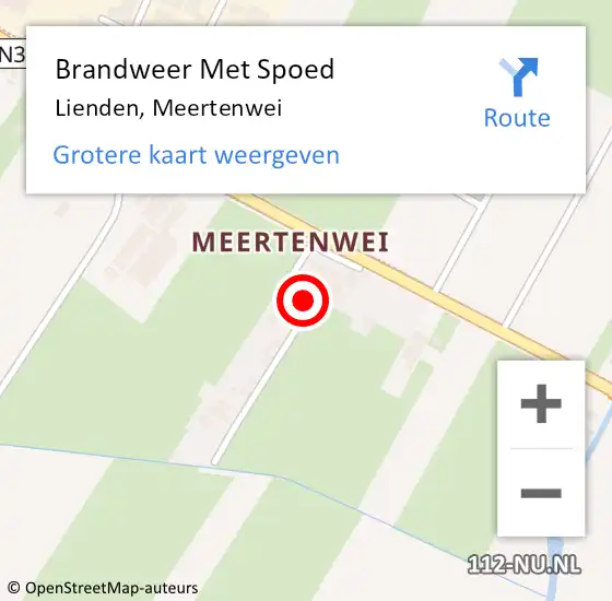 Locatie op kaart van de 112 melding: Brandweer Met Spoed Naar Lienden, Meertenwei op 20 februari 2022 21:26