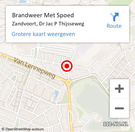 Locatie op kaart van de 112 melding: Brandweer Met Spoed Naar Zandvoort, Dr Jac P Thijsseweg op 20 februari 2022 21:27