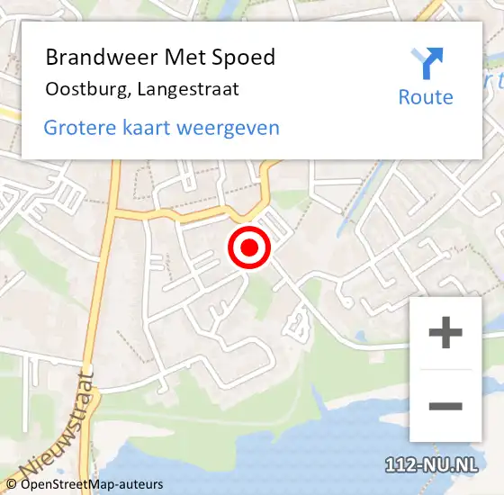 Locatie op kaart van de 112 melding: Brandweer Met Spoed Naar Oostburg, Langestraat op 20 februari 2022 21:35