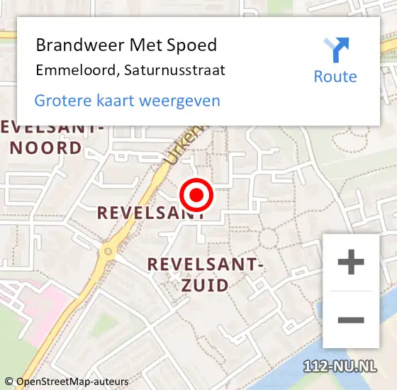 Locatie op kaart van de 112 melding: Brandweer Met Spoed Naar Emmeloord, Saturnusstraat op 20 februari 2022 21:37