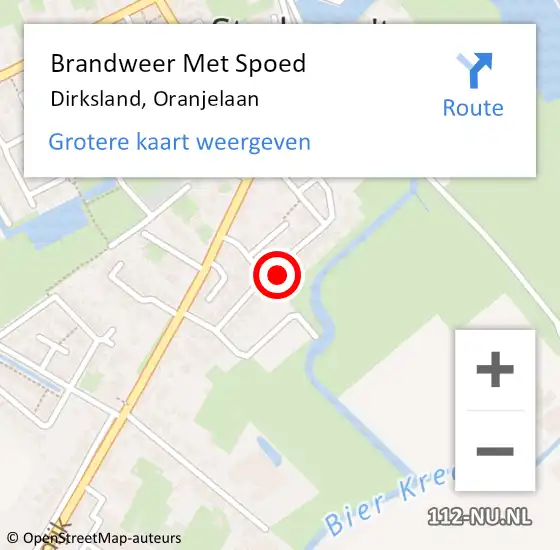 Locatie op kaart van de 112 melding: Brandweer Met Spoed Naar Dirksland, Oranjelaan op 20 februari 2022 21:54