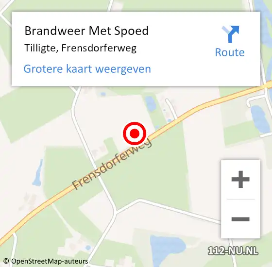 Locatie op kaart van de 112 melding: Brandweer Met Spoed Naar Tilligte, Frensdorferweg op 20 februari 2022 21:56