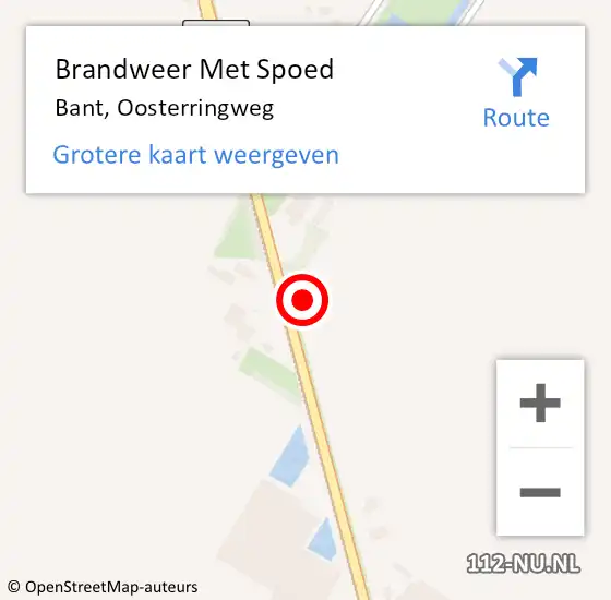 Locatie op kaart van de 112 melding: Brandweer Met Spoed Naar Bant, Oosterringweg op 20 februari 2022 22:04