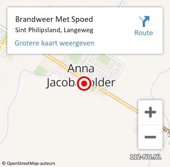 Locatie op kaart van de 112 melding: Brandweer Met Spoed Naar Sint Philipsland, Langeweg op 20 februari 2022 22:07