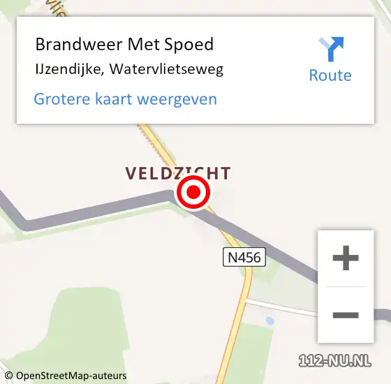 Locatie op kaart van de 112 melding: Brandweer Met Spoed Naar IJzendijke, Watervlietseweg op 20 februari 2022 22:10