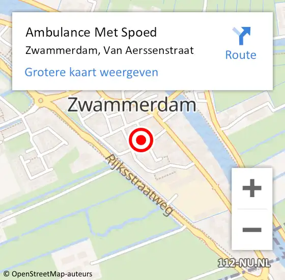 Locatie op kaart van de 112 melding: Ambulance Met Spoed Naar Zwammerdam, Van Aerssenstraat op 20 februari 2022 22:10