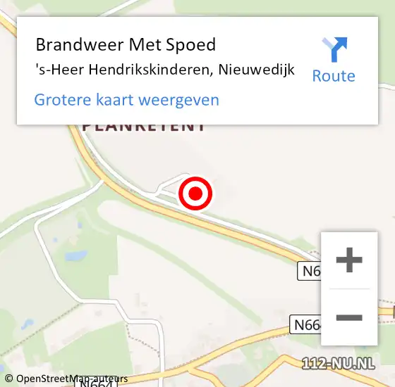 Locatie op kaart van de 112 melding: Brandweer Met Spoed Naar 's-Heer Hendrikskinderen, Nieuwedijk op 20 februari 2022 22:14