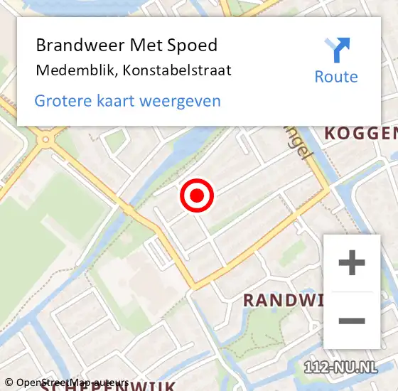 Locatie op kaart van de 112 melding: Brandweer Met Spoed Naar Medemblik, Konstabelstraat op 20 februari 2022 22:16