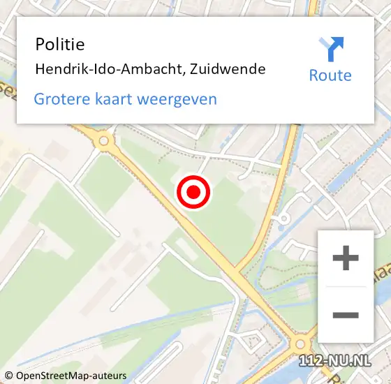 Locatie op kaart van de 112 melding: Politie Hendrik-Ido-Ambacht, Zuidwende op 20 februari 2022 22:17