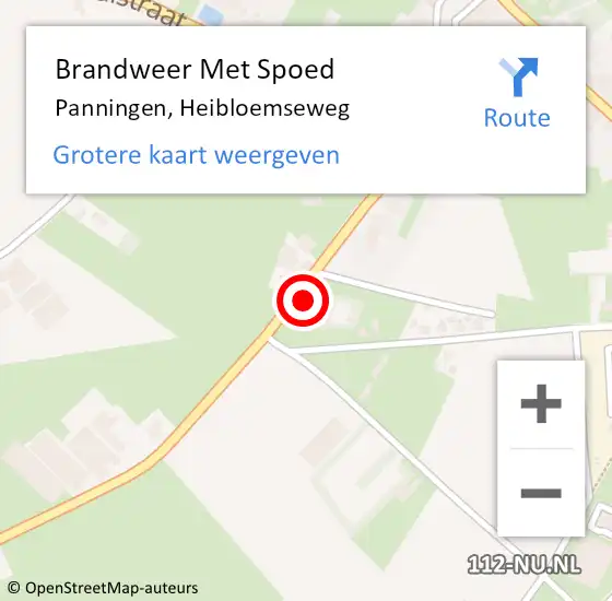 Locatie op kaart van de 112 melding: Brandweer Met Spoed Naar Panningen, Heibloemseweg op 20 februari 2022 22:19