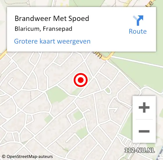 Locatie op kaart van de 112 melding: Brandweer Met Spoed Naar Blaricum, Fransepad op 20 februari 2022 22:25