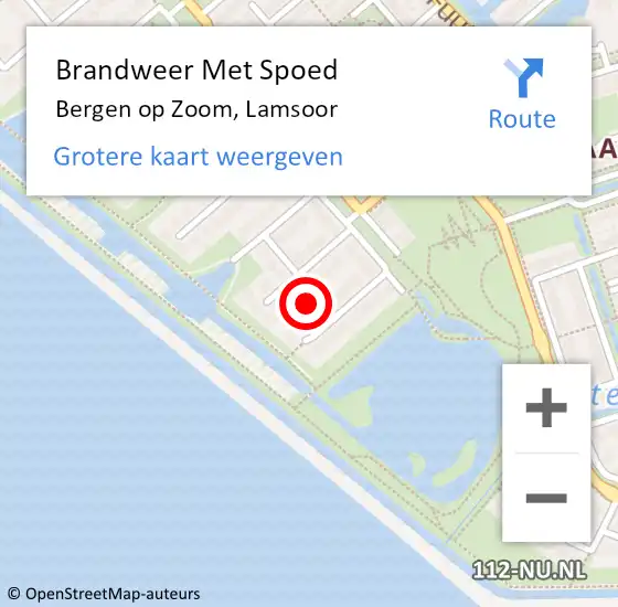 Locatie op kaart van de 112 melding: Brandweer Met Spoed Naar Bergen op Zoom, Lamsoor op 20 februari 2022 22:32