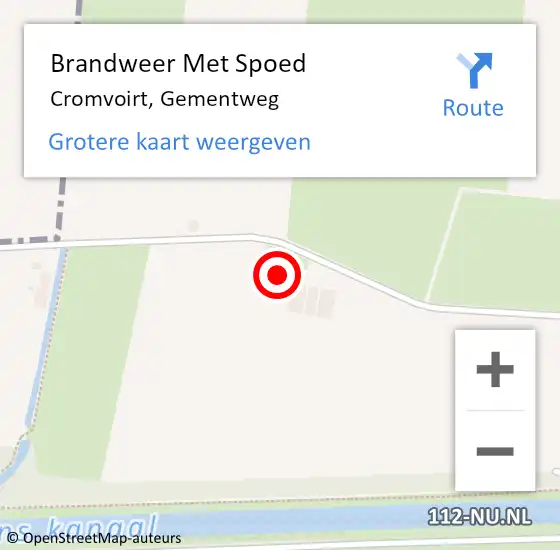 Locatie op kaart van de 112 melding: Brandweer Met Spoed Naar Cromvoirt, Gementweg op 20 februari 2022 22:38