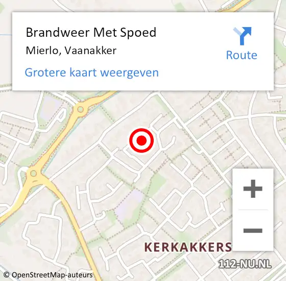 Locatie op kaart van de 112 melding: Brandweer Met Spoed Naar Mierlo, Vaanakker op 20 februari 2022 22:39