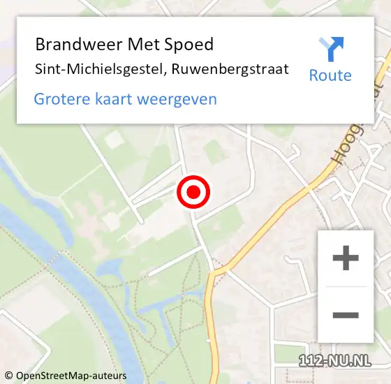 Locatie op kaart van de 112 melding: Brandweer Met Spoed Naar Sint-Michielsgestel, Ruwenbergstraat op 20 februari 2022 22:45