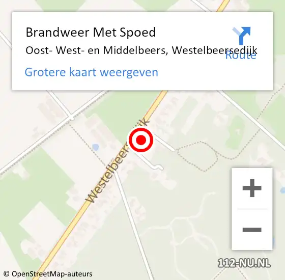 Locatie op kaart van de 112 melding: Brandweer Met Spoed Naar Oost- West- en Middelbeers, Westelbeersedijk op 20 februari 2022 22:55