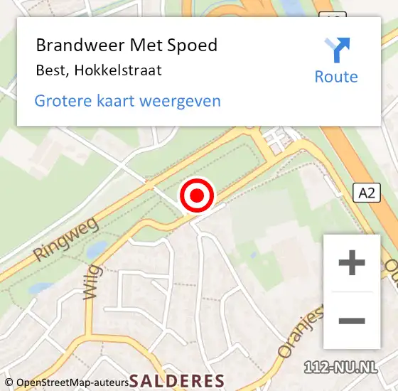 Locatie op kaart van de 112 melding: Brandweer Met Spoed Naar Best, Hokkelstraat op 20 februari 2022 22:58