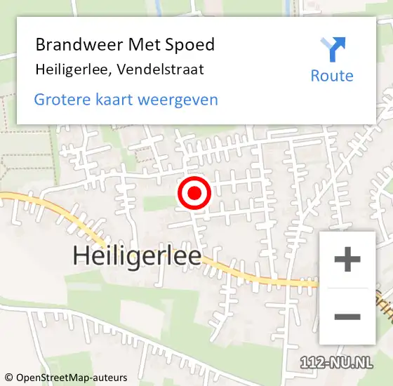 Locatie op kaart van de 112 melding: Brandweer Met Spoed Naar Heiligerlee, Vendelstraat op 20 februari 2022 23:00
