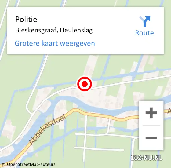 Locatie op kaart van de 112 melding: Politie Bleskensgraaf, Heulenslag op 20 februari 2022 23:04