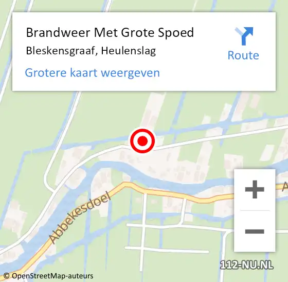 Locatie op kaart van de 112 melding: Brandweer Met Grote Spoed Naar Bleskensgraaf, Heulenslag op 20 februari 2022 23:05