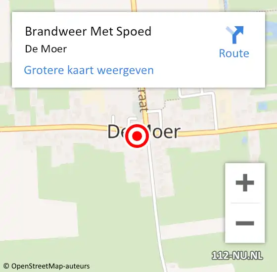 Locatie op kaart van de 112 melding: Brandweer Met Spoed Naar De Moer op 20 februari 2022 23:07