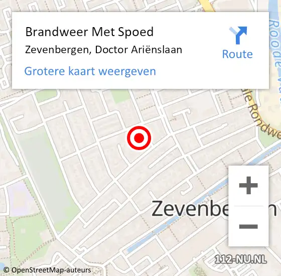 Locatie op kaart van de 112 melding: Brandweer Met Spoed Naar Zevenbergen, Doctor Ariënslaan op 20 februari 2022 23:08