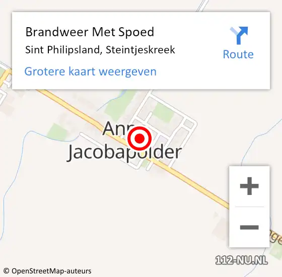 Locatie op kaart van de 112 melding: Brandweer Met Spoed Naar Sint Philipsland, Steintjeskreek op 20 februari 2022 23:17