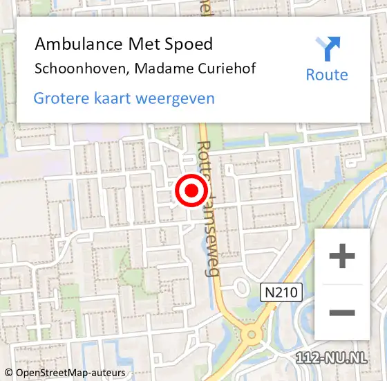 Locatie op kaart van de 112 melding: Ambulance Met Spoed Naar Schoonhoven, Madame Curiehof op 20 februari 2022 23:24