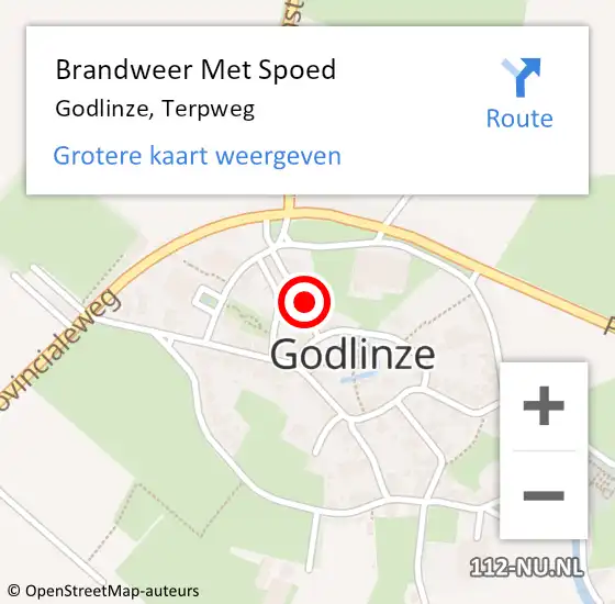 Locatie op kaart van de 112 melding: Brandweer Met Spoed Naar Godlinze, Terpweg op 20 februari 2022 23:36