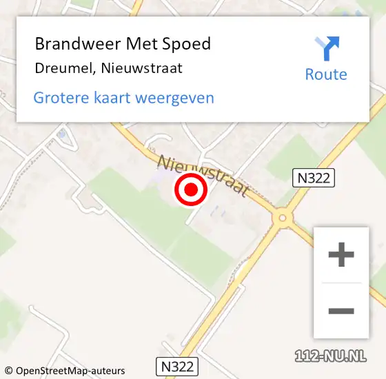Locatie op kaart van de 112 melding: Brandweer Met Spoed Naar Dreumel, Nieuwstraat op 20 februari 2022 23:36