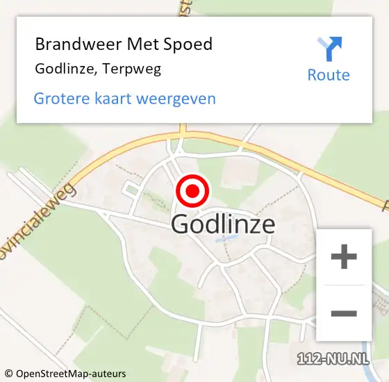 Locatie op kaart van de 112 melding: Brandweer Met Spoed Naar Godlinze, Terpweg op 20 februari 2022 23:41