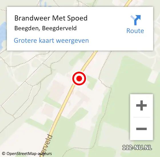 Locatie op kaart van de 112 melding: Brandweer Met Spoed Naar Beegden, Beegderveld op 20 februari 2022 23:45