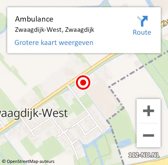 Locatie op kaart van de 112 melding: Ambulance Zwaagdijk-West, Zwaagdijk op 21 februari 2022 00:07