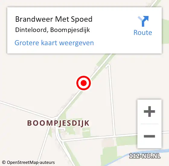 Locatie op kaart van de 112 melding: Brandweer Met Spoed Naar Dinteloord, Boompjesdijk op 21 februari 2022 00:20