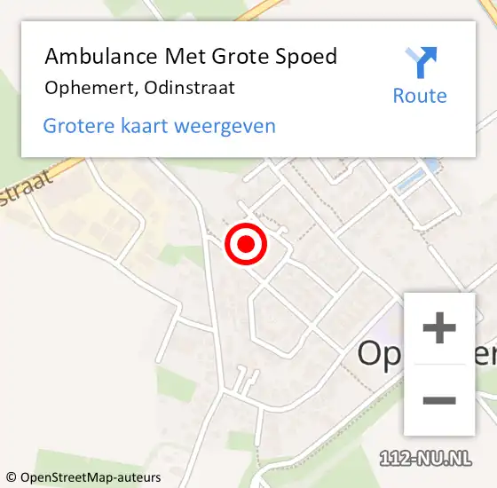 Locatie op kaart van de 112 melding: Ambulance Met Grote Spoed Naar Ophemert, Odinstraat op 21 februari 2022 00:29