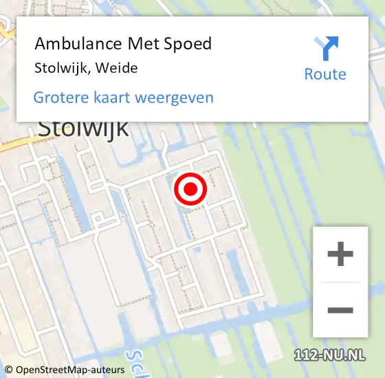 Locatie op kaart van de 112 melding: Ambulance Met Spoed Naar Stolwijk, Weide op 21 februari 2022 00:37