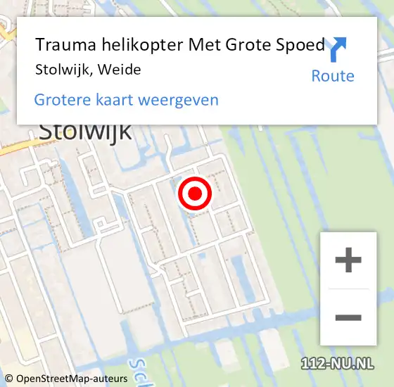 Locatie op kaart van de 112 melding: Trauma helikopter Met Grote Spoed Naar Stolwijk, Weide op 21 februari 2022 00:39