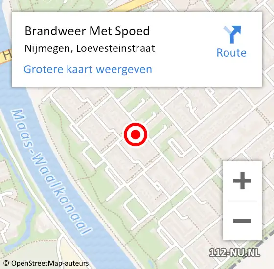 Locatie op kaart van de 112 melding: Brandweer Met Spoed Naar Nijmegen, Loevesteinstraat op 21 februari 2022 01:11