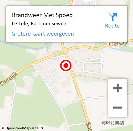 Locatie op kaart van de 112 melding: Brandweer Met Spoed Naar Lettele, Bathmenseweg op 21 februari 2022 01:15