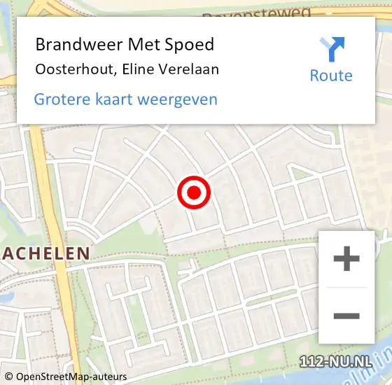 Locatie op kaart van de 112 melding: Brandweer Met Spoed Naar Oosterhout, Eline Verelaan op 21 februari 2022 01:44