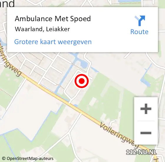 Locatie op kaart van de 112 melding: Ambulance Met Spoed Naar Waarland, Leiakker op 21 februari 2022 02:03