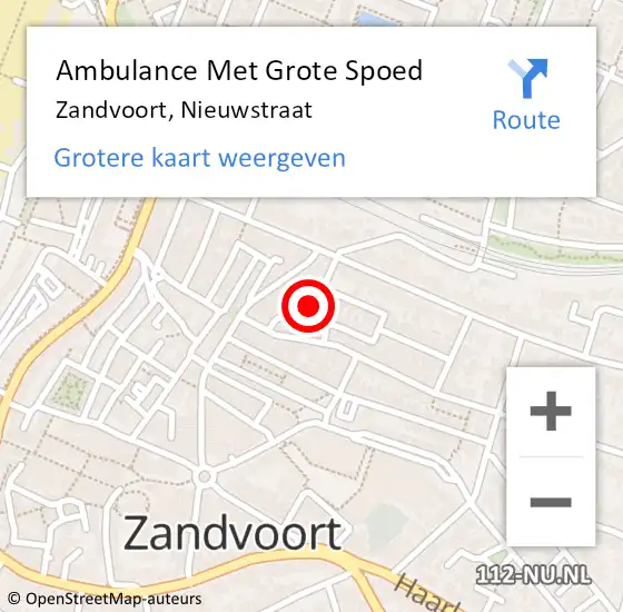 Locatie op kaart van de 112 melding: Ambulance Met Grote Spoed Naar Zandvoort, Nieuwstraat op 21 februari 2022 02:28