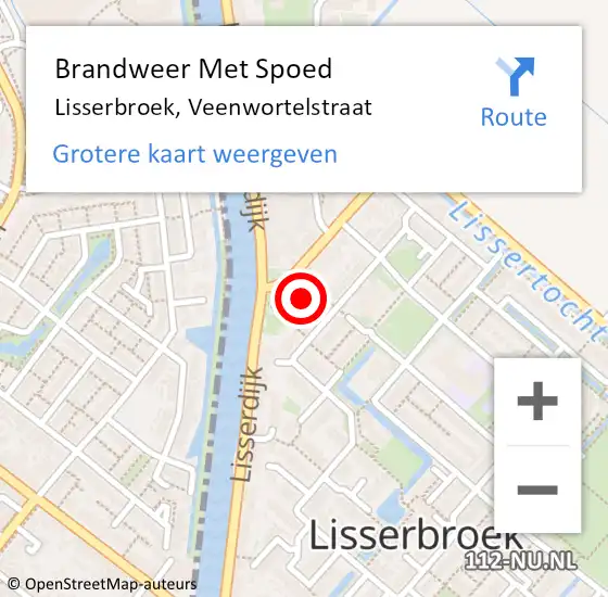 Locatie op kaart van de 112 melding: Brandweer Met Spoed Naar Lisserbroek, Veenwortelstraat op 21 februari 2022 03:11