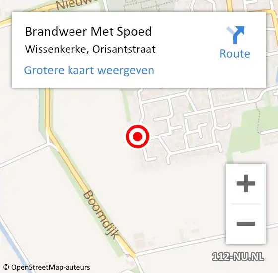 Locatie op kaart van de 112 melding: Brandweer Met Spoed Naar Wissenkerke, Orisantstraat op 21 februari 2022 03:33