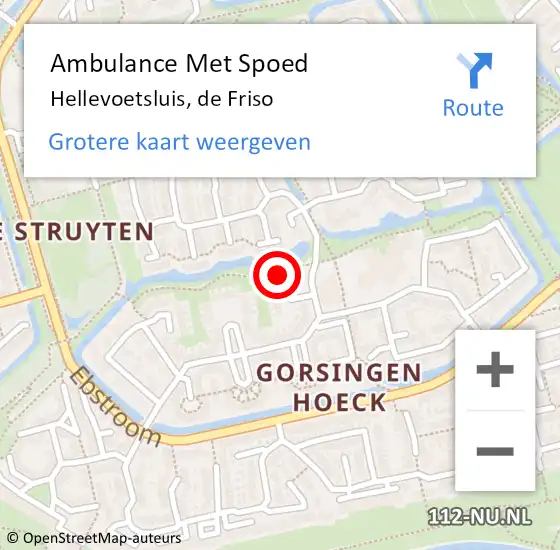 Locatie op kaart van de 112 melding: Ambulance Met Spoed Naar Hellevoetsluis, de Friso op 21 februari 2022 03:36