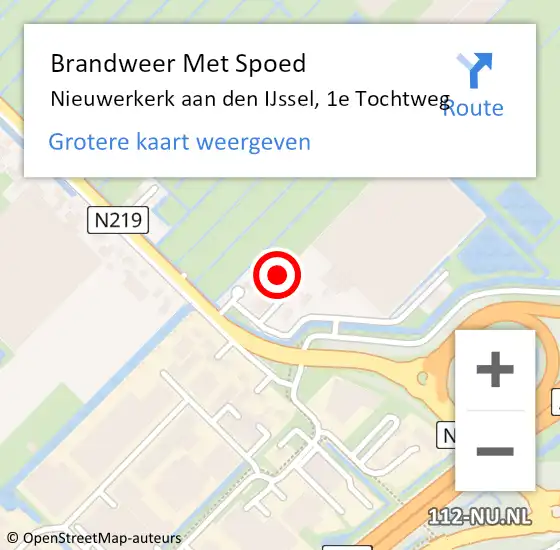 Locatie op kaart van de 112 melding: Brandweer Met Spoed Naar Nieuwerkerk aan den IJssel, 1e Tochtweg op 21 februari 2022 03:44