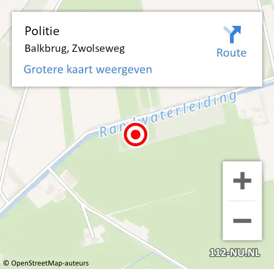 Locatie op kaart van de 112 melding: Politie Balkbrug, Zwolseweg op 21 februari 2022 04:03