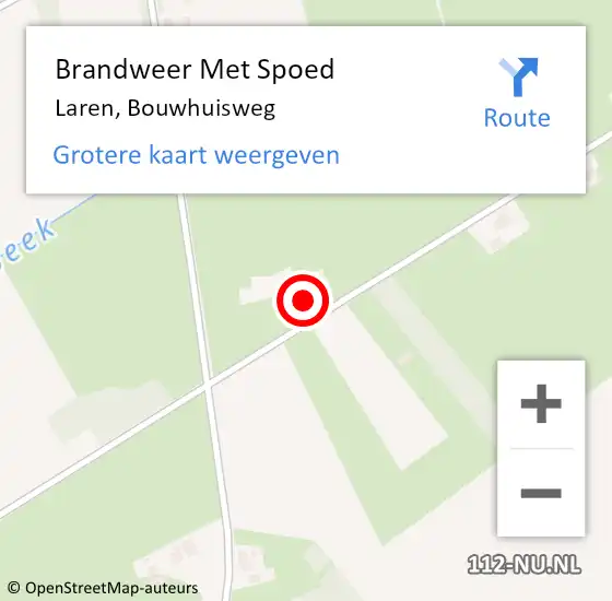 Locatie op kaart van de 112 melding: Brandweer Met Spoed Naar Laren, Bouwhuisweg op 21 februari 2022 04:35