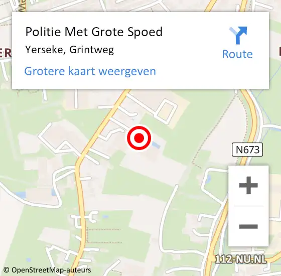 Locatie op kaart van de 112 melding: Politie Met Grote Spoed Naar Yerseke, Grintweg op 21 februari 2022 04:43